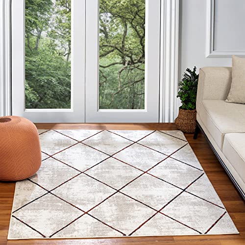 Surya Rauma Geometrischer Teppich, skandinavischer Teppich, Wohnzimmer, Esszimmer, Küche, neutral, aztekischer abstrakter Teppich, Boho-Teppich-Stil, pflegeleichter Flor, großer Teppich, 160 x 220 cm, von Surya