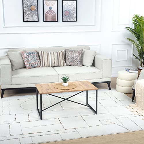 Surya Rundvik Wohnzimmer Teppich modern – Abstrakt Design in Marmor Optik für Wohnzimmer 200x275 cm, Esszimmer, Schlafzimmer - Marmor Teppich groß, weicher Teppich Kurzflor in Orange Braun und Creme von Livabliss