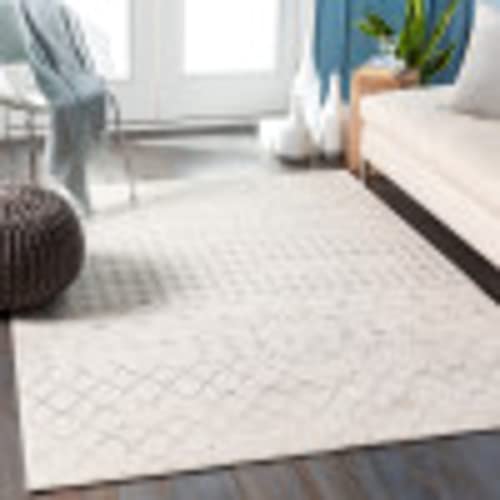 Surya Santiago Geometrischer Teppich - Teppich modern Wohnzimmer,Esszimmer,Schlafzimmer - weicher Abstrakt Boho Teppich,Kurzflor Teppich für einfache Pflege-Teppich groß 200x274cm in Elfenbein,Grau von Artistic Weavers