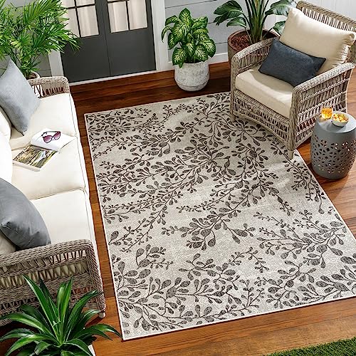Livabliss Outdoor Teppich wetterfest, Serik - In und Outdoor Teppich für Balkon 120x170 cm, Terrasse, Garten, Küche - Outdoor Teppich Boho Style, Teppich für draußen - Teppich Elfenbein und Holzkohle von Livabliss