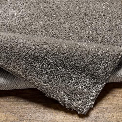 Surya Shaggy Teppich - Flauschiger Teppich für Wohnzimmer, Esszimmer, Schlafzimmer - Abstrakter Langflor Hochflor Teppich Weiss flauschig und pflegeleicht - Teppich groß 160x213cm in Dunkelgrau von Surya