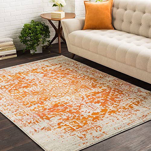 Surya Syracusa Vintage Teppich - Orientalischer Teppich Wohnzimmer, Esszimmer, Schlafzimmer - orientalischer Boho Teppich, Kurzflor Teppich für einfache Pflege - Teppich Groß 120x170cm in Orange von Surya