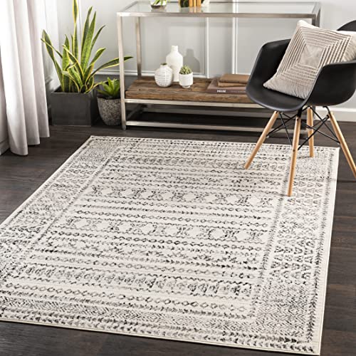 Surya Tokyo Teppich Schlafzimmer, Wohnzimmer, Esszimmer, Flur - Moderne Boho Teppich Geometrisches Muster - Weicher Skandinavisch Wohnzimmerteppich Anthrazit, Schwarz, Grau - 130x170cm Groß von Surya