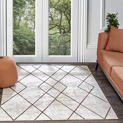 Surya Tornio Teppich Schlafzimmer, Wohnzimmer, Esszimmer, Flur - Moderne Boho Teppich Geometrisches Muster - Weicher Skandinavisch Wohnzimmerteppich Weiß, Blau und Ocker - Carpet 160x213cm Groß von Surya