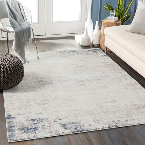 Surya Utrecht Teppich Wohnzimmer Modern – Abstrakt Design in Marmor Optik für Esszimmer, Schlafzimmer, Wohnzimmerteppich – weicher Marmor Teppich Groß 120x170cm Blau, Grau von Surya