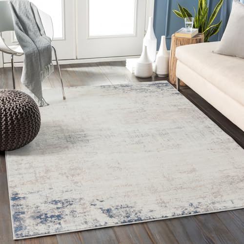 Livabliss Utrecht Teppich 120x170 cm – Moderner Teppich mit Marmor-Design in Elfenbein, Grau & Blau, Weicher Kurzflor für Wohnzimmer, Schlafzimmer & Esszimmer von Livabliss