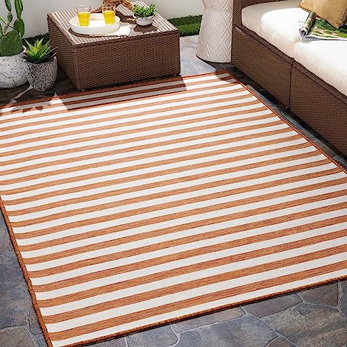 Surya Valencia Teppich Schlafzimmer, Wohnzimmer, Esszimmer, Flur - Moderne Boho Teppich Geometrisches Muster - Weicher Skandinavisch Wohnzimmerteppich Rost, Creme - Carpet 200x275cm Groß Teppich von Surya