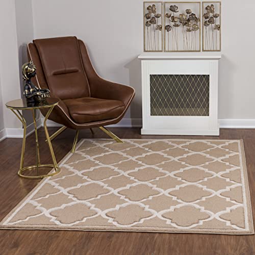 Surya Vannes Teppich Schlafzimmer, Wohnzimmer, Esszimmer, Flur - Moderne Boho Teppich Geometrisches Muster - Weicher Skandinavisch Wohnzimmerteppich Braun, Elfenbein - Carpet 160x213cm Groß Teppich von Surya