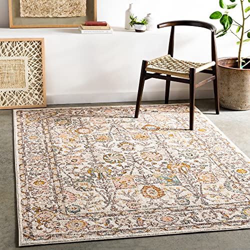 Surya Wicklow Vintage Teppich - Teppich Wohnzimmer, Esszimmer, Flur, Rugs Living Room - Boho Teppich Orientalisch Style, Kurzflor Carpet - Bunter Teppich Pink, Weiß 160x213cm von Surya