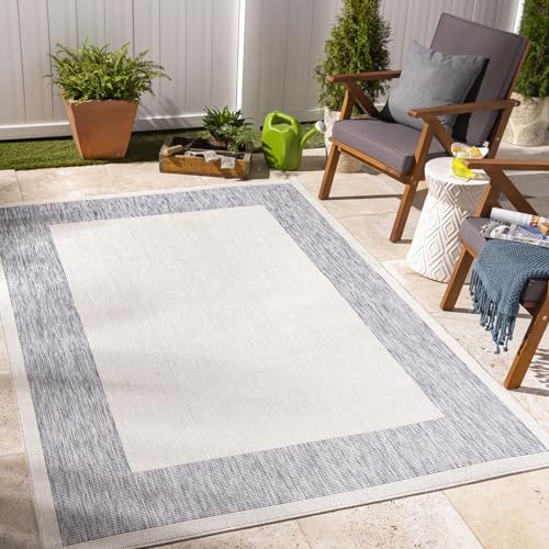 Surya Zante Teppich Schlafzimmer, Wohnzimmer, Esszimmer, Flur - Moderne Boho Teppich Geometrisches Muster - Weicher Skandinavisch Wohnzimmerteppich Marine Blau, Creme - Carpet 200x275cm Groß Teppich von Surya