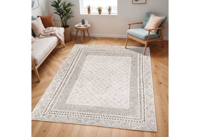 Teppich Skandi Design, Surya, rechteckig, Höhe: 14 mm, Boho Kurzflor Wohnzimmerteppich, Schlafzimmer, Beige von Surya