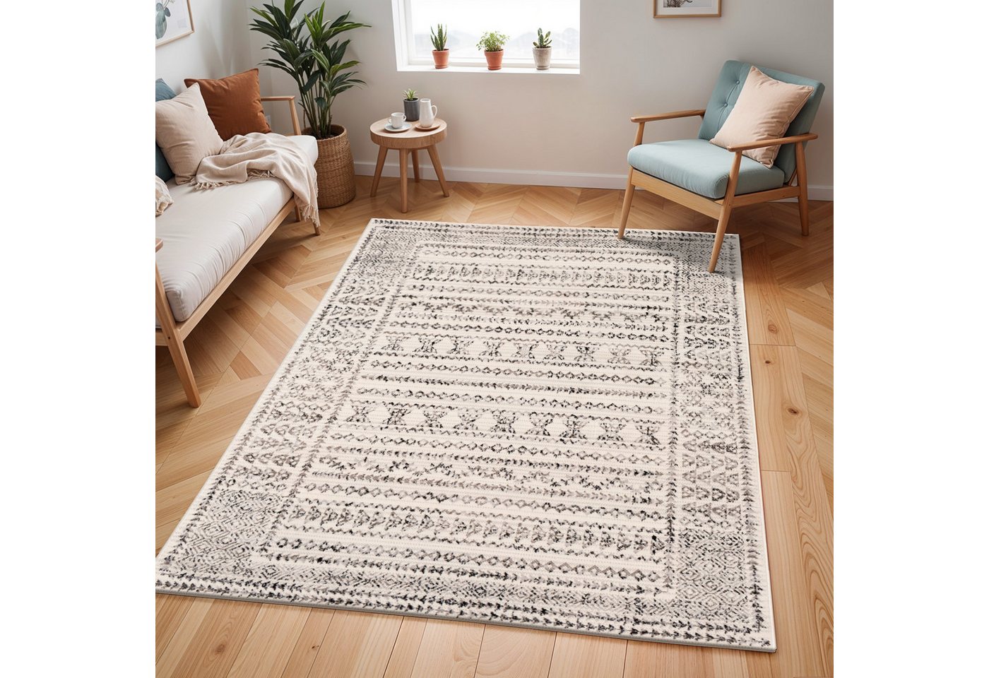 Teppich Geometric 2313, Surya, rechteckig, Höhe: 11 mm, Skandi Design, Modern Boho Kurzflor Wohnzimmerteppich, Schlafzimmer von Surya