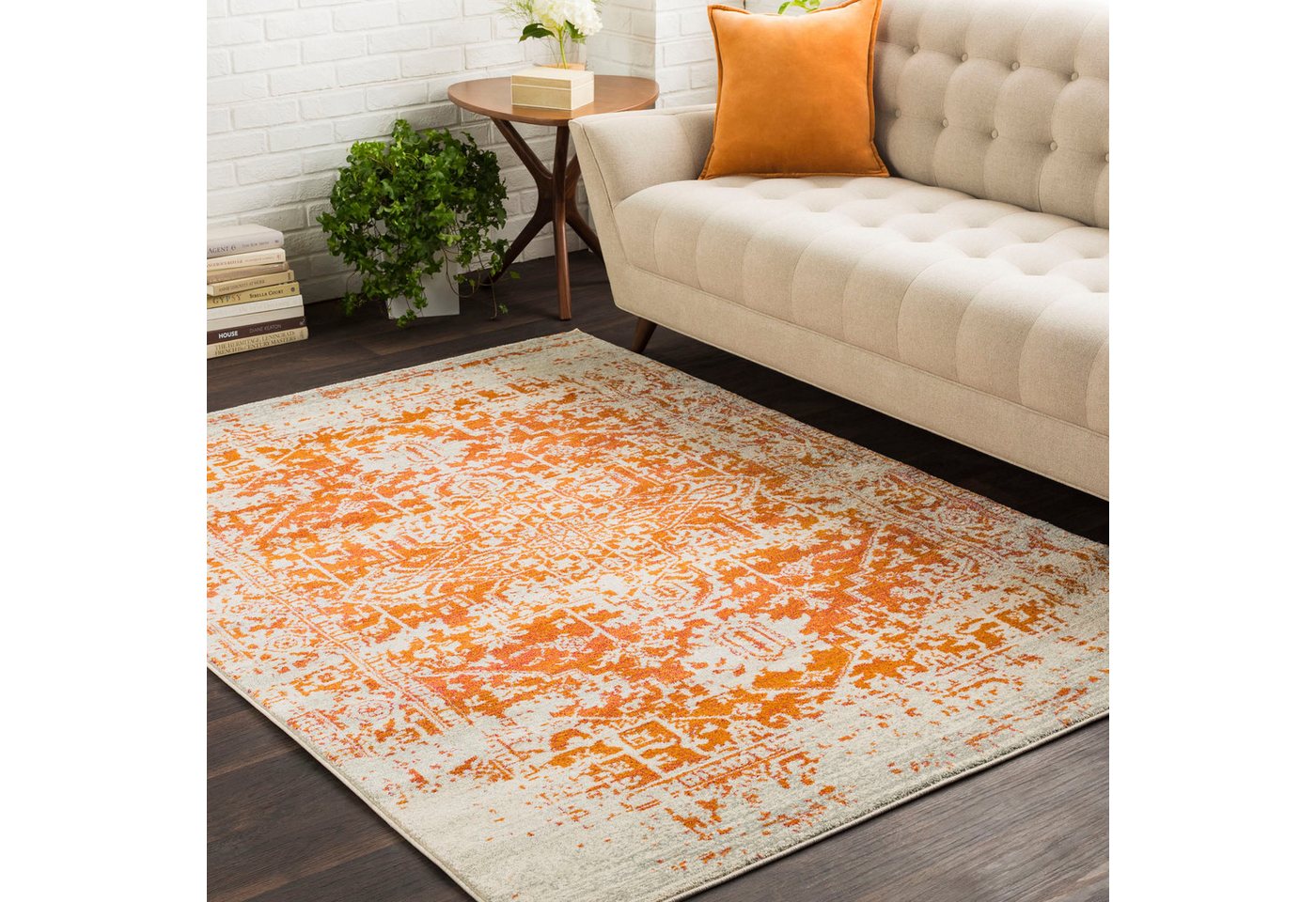 Teppich Traditional, Surya, rechteckig, Höhe: 12 mm, Kurzflor Orientteppich, Wohnzimmer, Schlafzimmer, Orange von Surya