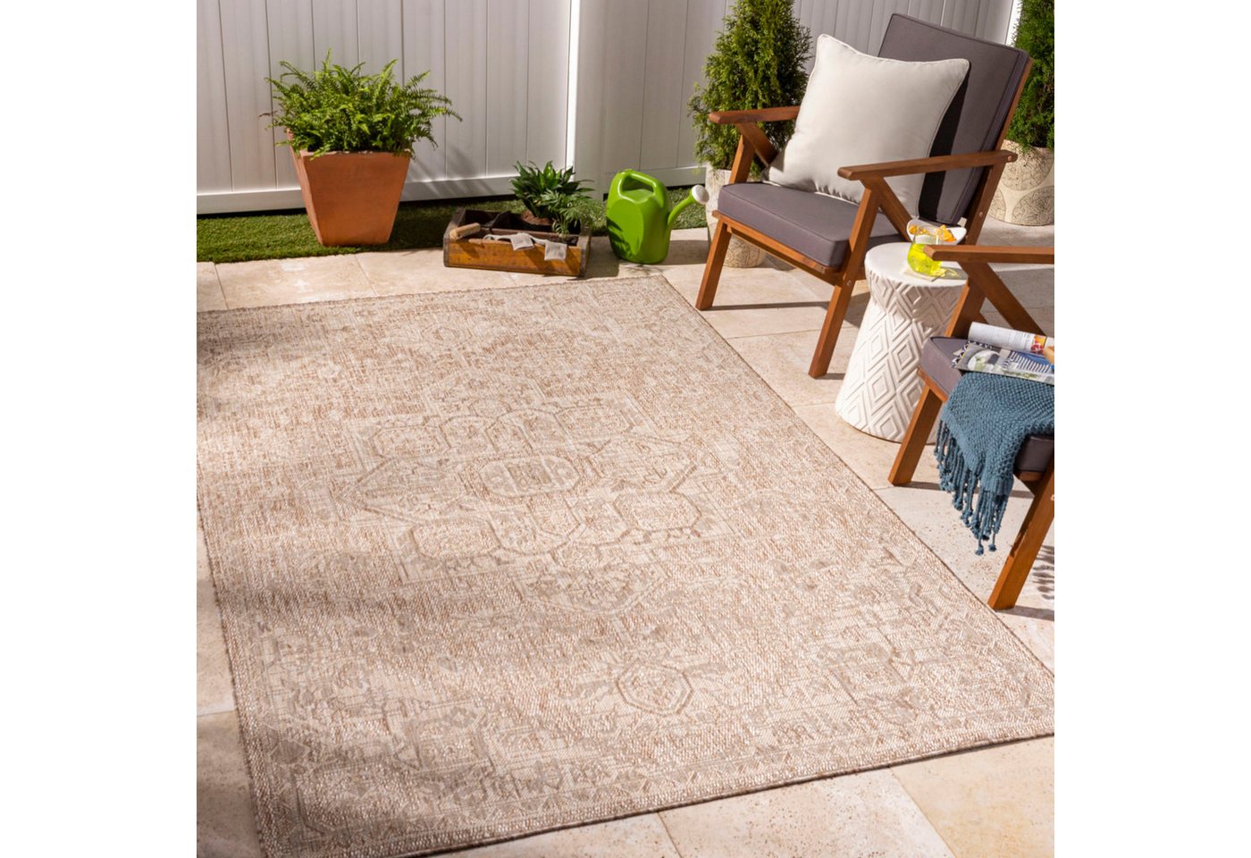 Teppich Traditional 2392, Surya, rechteckig, Höhe: 4 mm, Teppich In- /Outdoor Boho Jute-Optik, Balkon, Terrasse, Garten, Beige von Surya