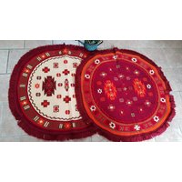 Boho Runde Teppich Doppelseitig Bunte Baumwolle 42 X In, Kreis + 2'' Mit Quasten, Hergestellt Auf Handloom. Mehrfarbige Wohnkultur Boho Runde Teppich Doppelseitig Bunte Baumwolle 42 X In, Kreis + 2'' Mit Quasten, Hergestellt Auf Handloom. Mehrfarbige Wohnkultur von SusanGiftsshop