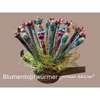 Blumentopfwurm "Winter Edition", Wurm, Figur, Lustig, Topfstecker, Pflanzstecker, Outdoor Geeignet, Tolle Deko Für Den Garten Und Töpfe von SusansDreamyMoment