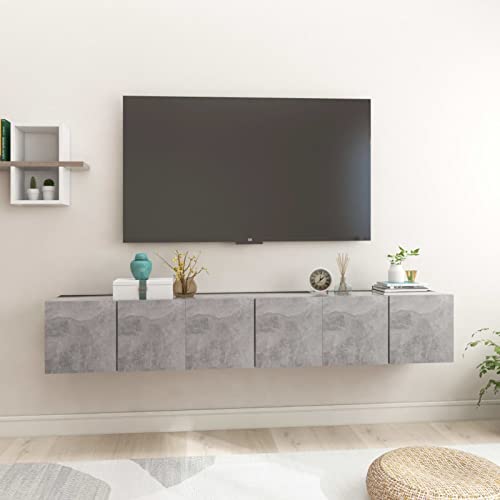 Susany 3 STK. TV Board Hängend, Hängeschrank, Hängeboard Wohnwand, TV Lowboard mit Fächer Spanplatte Betongrau 60x30x30 cm von Susany