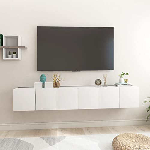 Susany 3 STK. TV Board Hängend, Hängeschrank, Hängeboard Wohnwand, TV Lowboard mit Fächer Spanplatte Weiß 60x30x30 cm von Susany