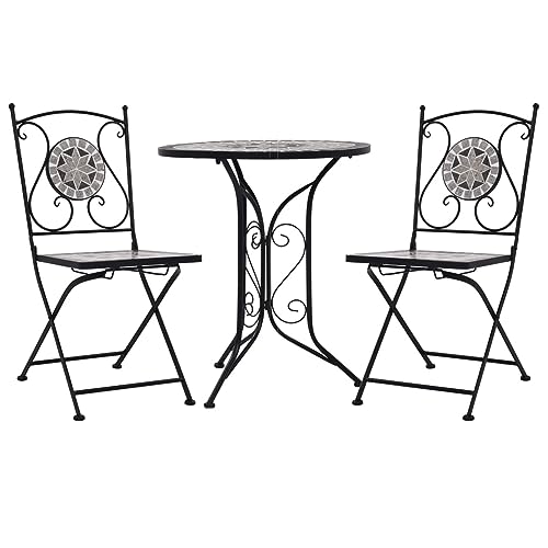 Susany 3-tlg.Bistro-Set Sitzgruppe Mosaik-Bistroset Gartenset Gartenmöbel Möbelset Mit 1 Tisch & 2 Stühle,Balkonset Balkontisch Balkonmöbel Bistrotisch,Sitze und Tischplatte aus Keramikplatten von Susany