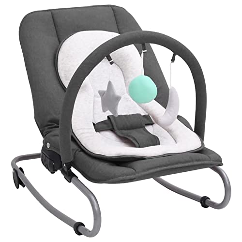 Susany Babywippe Babyschaukel mit Rückenlehne & Fußstütze Baby Schaukel Spielzeugen und Sitzpolster Babystuhl Anthrazit Stahl von Susany