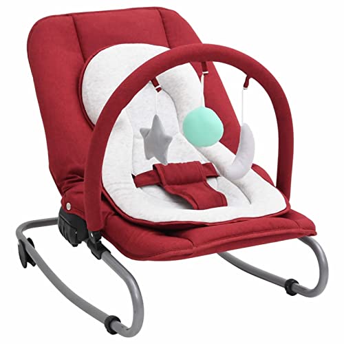 Susany Babywippe mit Spielzeugen und Sitzpolster, Für Neugeborene oder Kleinkinder, Babyschaukel und Babystuhl, Verstellbare Fußstütze und Rückenlehne, Rot und Weiß von Susany