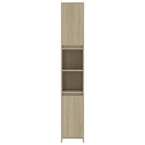 Susany Badezimmerschrank mit Fächer & Türen Badschrank Aufbewahrungschrank Hochschrank Badmöbel Badhochschrank Sonoma-Eiche 30x30x183,5 cm Spanplatte von Susany