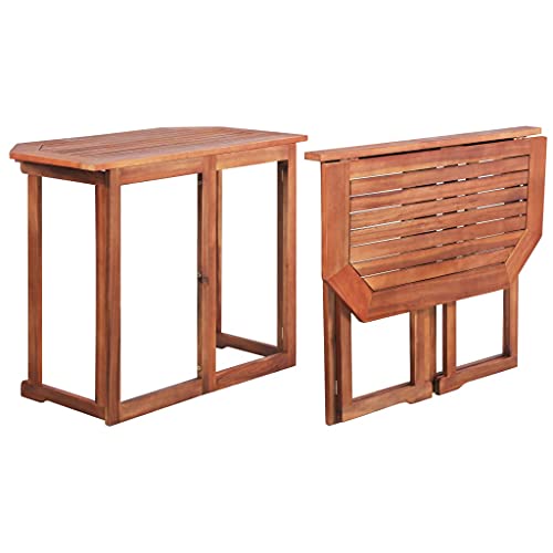 Susany Balkontisch Garten-Esstisch Outdoor Esszimmertisch Klappbar Gartentisch Holz Tisch Bistrotisch Massives Akazienholz Braun 90 x 50 x 75 cm von Susany