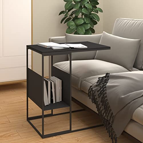 Susany Beistelltisch C-Form mit Rollen Couchtisch Laptoptisch Betttisch Kaffeetisch Sofatisch Nachttisch Bücherregal Bücherschrank,Konsolentische fürs Wohnzimmer,Schwarz 55x36x59,5 cm Holzwerkstoff von Susany