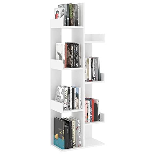 Susany Bücherregal mit 8 Fächern Standregal Aktenregal Wandregal Büroregal Regal Mehrzweckregal Dekoregal Weiß 48x25,5x140cm Spanplatte von Susany