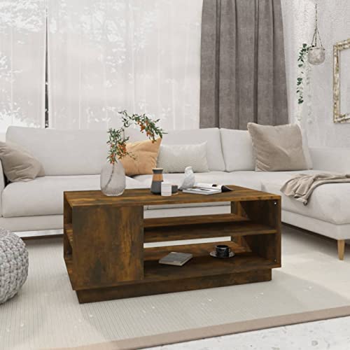 Susany Couchtisch Sideboard Beistelltisch Nachttisch Telefonständer Wohnzimmertisch Modern für Wohnzimmer, Schlafzimmer, Räuchereiche 102x55x43 cm Spanplatte von Susany