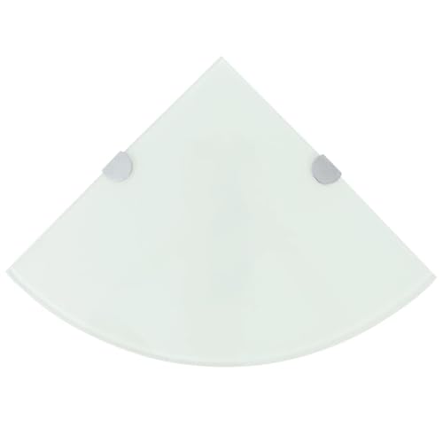 Susany Eckregal mit verchromten Halterungen Halterungen Hängeregal Schweberegale Eck-Badablage Glasregal Regalboden Glasablage Duschablage Glasboden Wandablage Badregal, Glas Weiß 25 x 25 cm von Susany