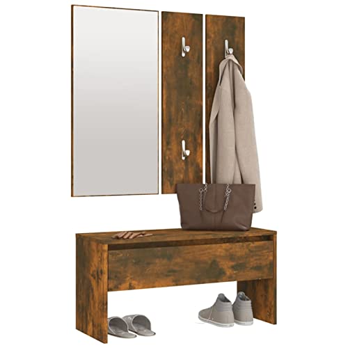 Susany Flurmöbel-Set Kleiderschränke Garderobe,Garderobenset bestehend Kleiderhaken aus 1 x Flurbank,1 x Spiegel,2 x Garderobe für Kleidung und Mäntel, Flurgarderoben von Susany