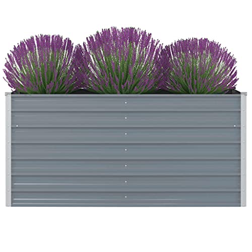 Susany Gartenhochbeet Pflanzkübel Metallbeet Pflanzgefäß Blumentopf Blumenkasten Pflanzkasten Pflanzbeet Frühbeet Gartenpflanzen Blumenhochbeet für Terrasse & Garten Verzinkter Stahl 160x80x77 cm Grau von Susany