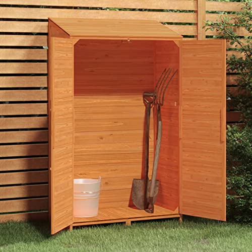 Susany Geräteschuppen Gartenschrank Holz Gerätehaus Gartenhaus Geräteschuppen Geräteschrank Holzhütte Holzhaus Massivholz Tanne Braun 102x52x174,5 cm von Susany