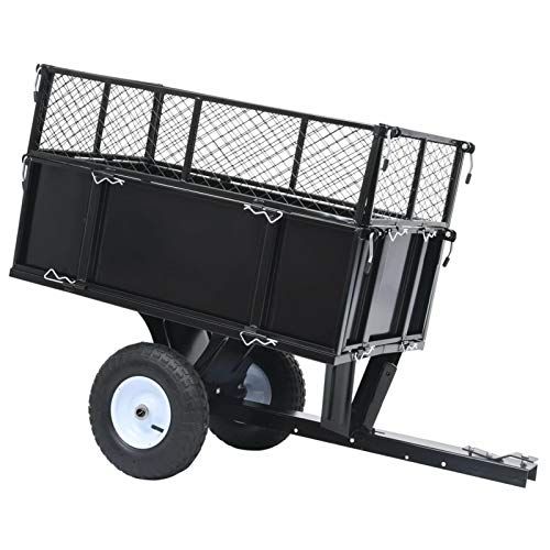 Susany Kippanhänger für Rasentraktor mit Lufträdern Gartenwagen 150 kg Last von Susany