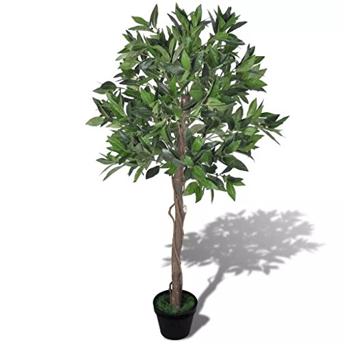 Susany Künstliche Lorbeerbaum 120 cm hoch und hat 546 grüne Blätter,Kunstpflanze Kunstbaum Mit Topf für die Innen- als auch die Außendekoration,Material Äste:Plastik und Drahlseil von Susany