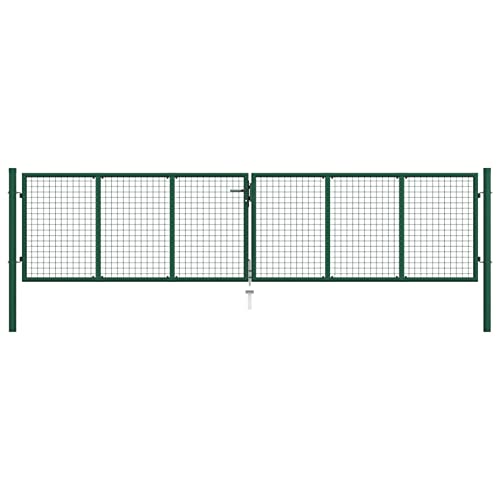 Susany Mesh Gartentor Verzinkter Stahl Doppelflügeltor Doppeltor Gartentür Zauntor Hoftor Zauntür Gartenpforte Einfahrtstor Tor Stahl 400 x 100 cm Grün von Susany