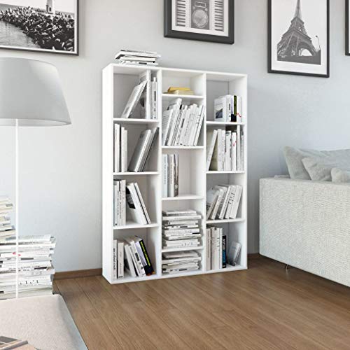 Susany Raumteiler/Bücherregal Hochglanz-Weiß Raumteiler Raumtrenner Ablageregal 100×24×140 cm Spanplatte von Susany