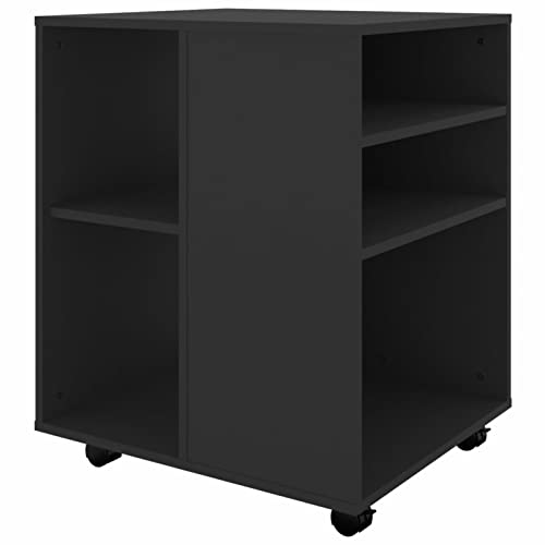 Susany Rollschrank mit Fächern Rollcontainer Büroschrank Aktenschrank Bürocontainer Schrank Büro Druckerschrank Schwarz 60x53x72cm Spanplatte von Susany