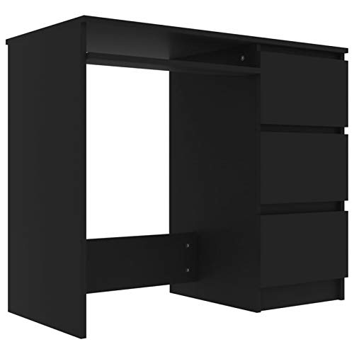 Susany Schreibtisch PC-Tisch Computertisch aus Spanplatte,Bürotisch Arbeitstisch PC Laptop Tisch 90 x 45 x 76 cm Mit 3 Schubladen,Schwarz von Susany