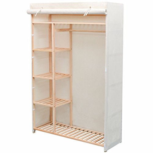 Susany Stoffschrank Garderobenschrank Faltschrank Faltbar Kleiderschrank aus Stoff und Kiefernholz 110 x 40 x 170 cm (B x T x H) von Susany