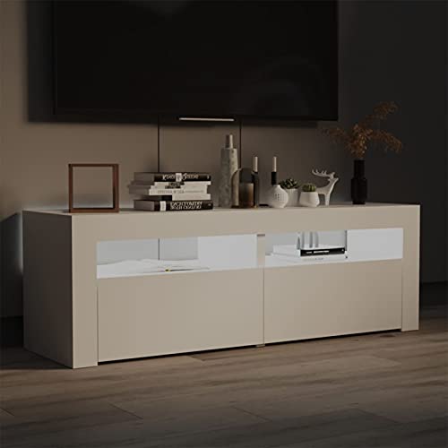 Susany TV Schrank mit LED-Leuchten TV-Lowboard Fernsehschrank Fernsehtisch HiFi-Schrank TV Möbel Kommode Weiß 120x35x40 cm von Susany