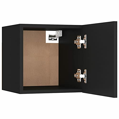 Susany TV Wandschrank Wohnwand Anbauwand Schrankwand HiFi Schrank Hängeschrank Fernsehwand Fernsehschrank Wohnzimmer Schwarz 30,5x30x30cm von Susany