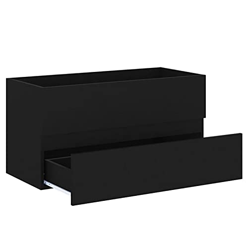 Susany Waschbeckenunterschrank Unterschrank Badschrank Waschtisch Badezimmerschrank Badmöbel Hängeschrank Holzwerkstoff Schwarz 90x38,5x45 cm von Susany