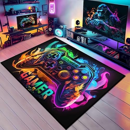Suserritbcho Game Controller Bereich, rutschfeste Fußmatte, Spielkonsole Dekoration, Waschbar Gaming Teppich für Jungen Schlafzimmer Wohnzimmer Dekor, 160 x 200 cm, E von Suserritbcho