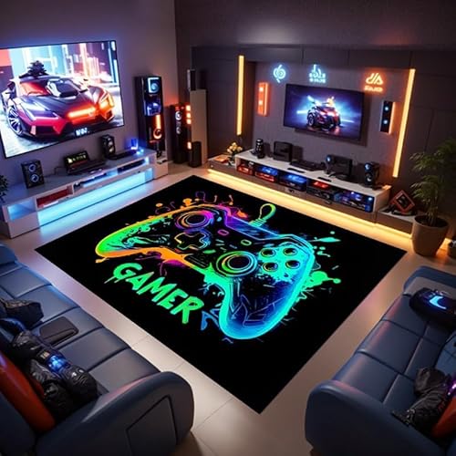 Suserritbcho Gamer-Teppich für Spielzimmer, Gamer-Teppiche für Schlafzimmer Jungen, Videospiel-Teppich, Gaming-Teppich (B,100 * 150CM) von Suserritbcho