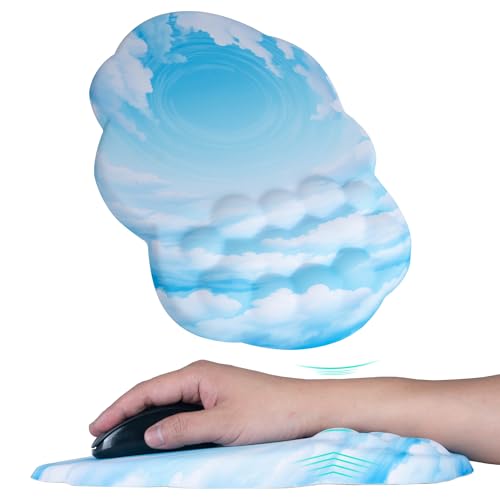 Cloud Ergonomisches Mauspad, Handgelenkstütze, Wolken-Handgelenkauflage, großes ergonomisches Mauspad, niedlich, Ergo-Schreibtisch-Handgelenkauflage mit Massage-Design, Memory-Schaum und rutschfester von Sushret