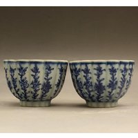 Blau-Weiße Porzellan Handbemalte Blume Gewirnte Teetasse | Ein Paar Weintasse Dekoration Geschenk von Susiepingg