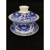 Blau Weiße Porzellan Lotus Muster Schale Tee Set Dekoration Geschenk von Susiepingg