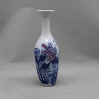 Handbemalte Blau-Weiße Porzellan Blumenvase, Vogelvase, Studie Wohneinrichtung Sammlung von Susiepingg